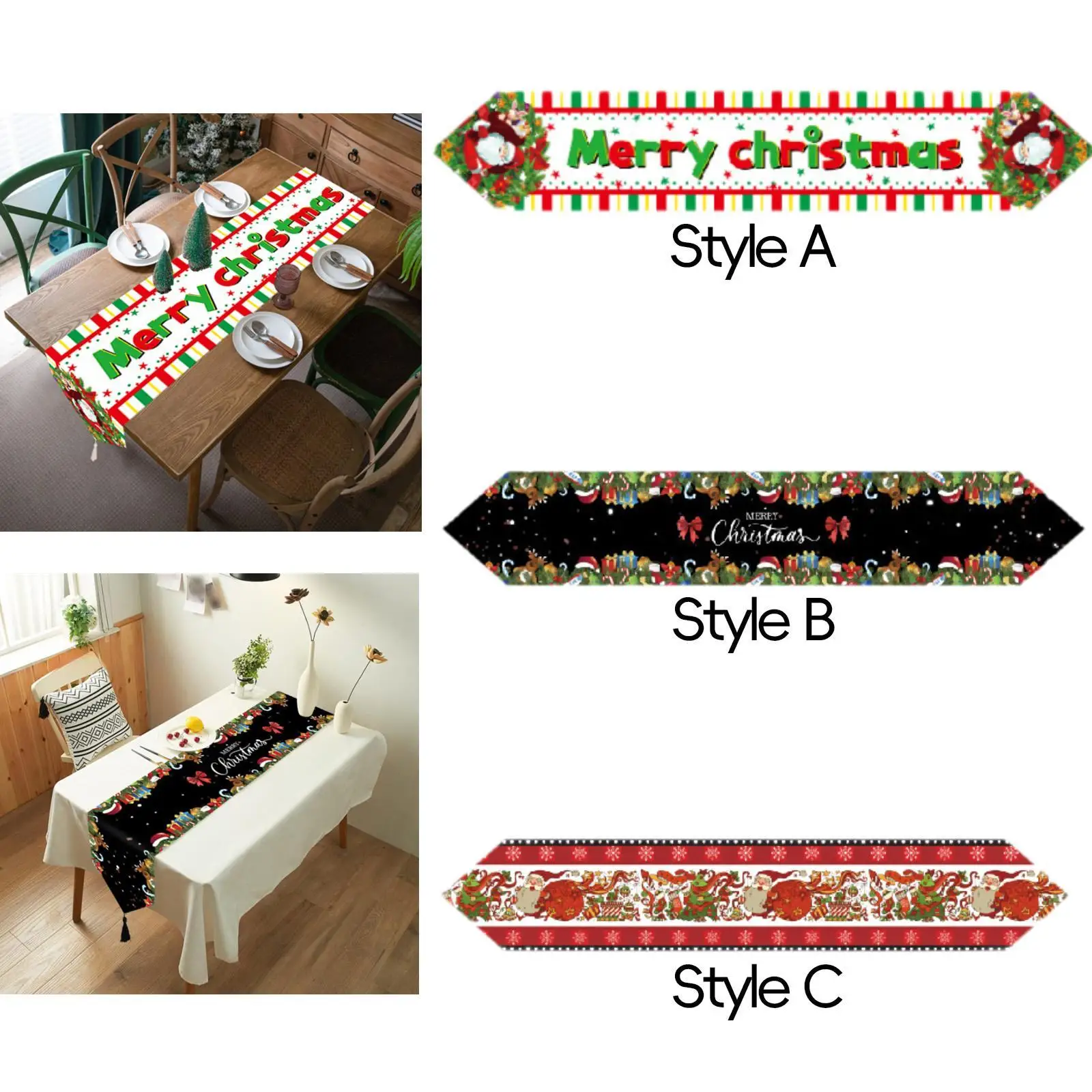 Christmas Table Runner Creative Classic Washable 72 Inches Dining Table Decoration for Seasonal Farmhouse Tabletop Party Holiday