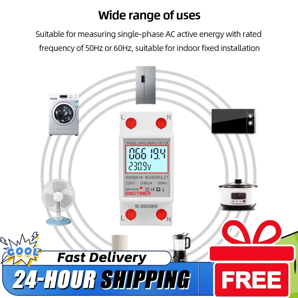 

Цифровой счетчик электроэнергии с ЖК-дисплеем, суперэкономичный, однофазный, 220В/230В, 50/60Гц, для дома или бизнеса