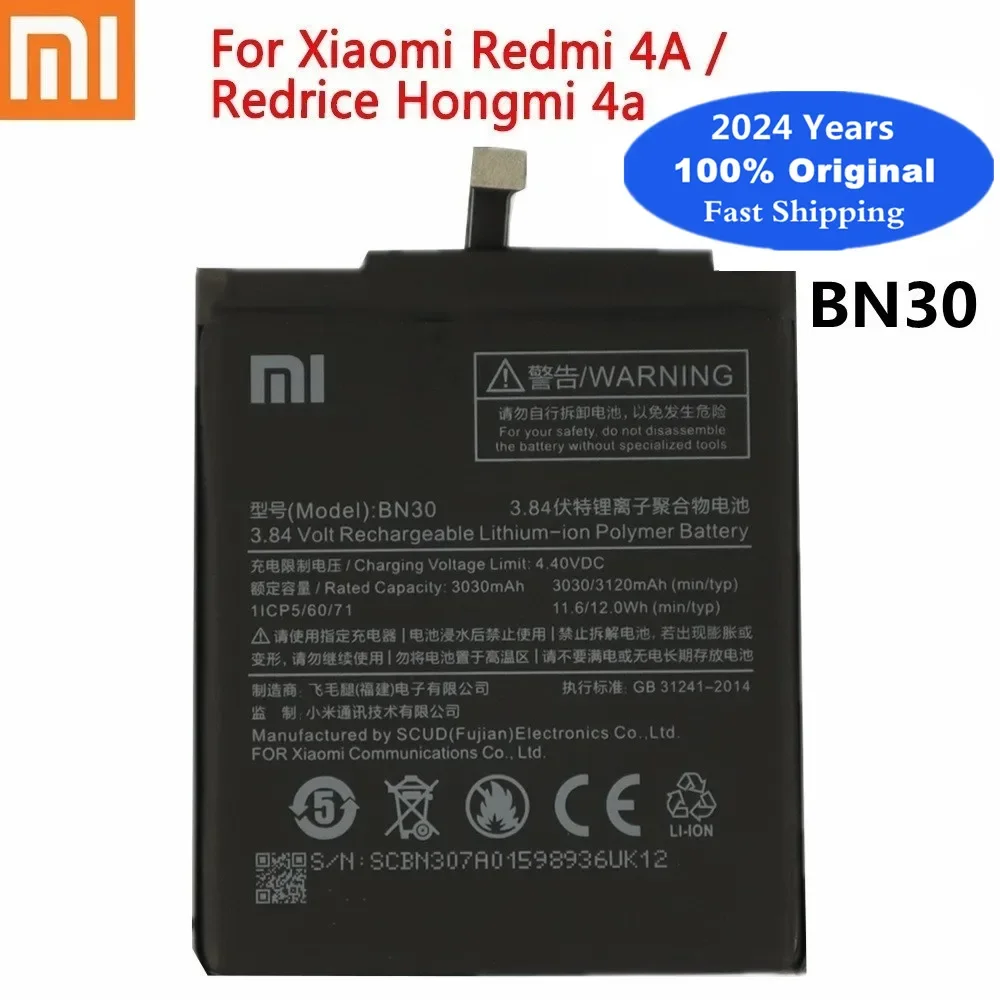 

2024 Years New 100% Original BN30 Battery For Xiaomi Redmi 4A Redrice Hongmi 4A Replacement Mobile Phone Battery Bateria + Tools