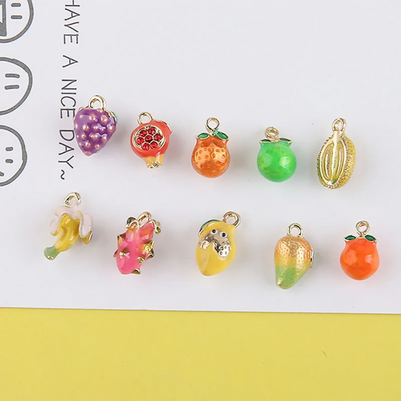 6pcs Mini 3d Fruit Dragon Banana Orange Drop Oil Diy Hand Rope Pendant Earring Material Accessories Handmade Charms