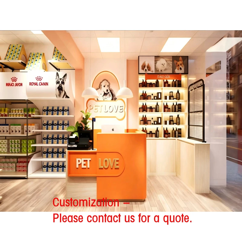 custom.Custom Luxury Pet Shop Display Fixtures | Wooden Retail Furniture LED Counters | Turnkey Pet Design Solution