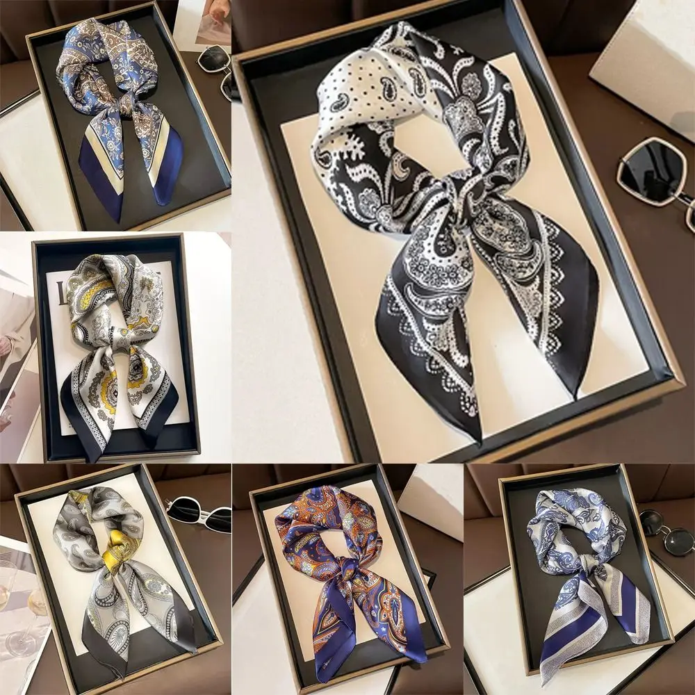 

70x70 см квадратный шарф хиджаб с цветочным узором защита от солнца гладкая бандана элегантные повязки для волос в богемном стиле головные уборы