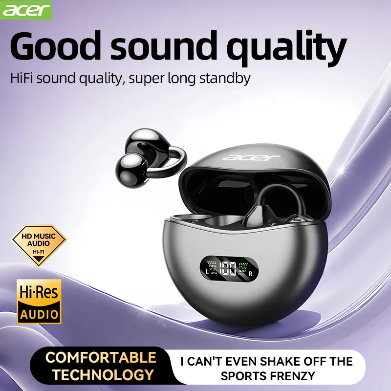[Produto auténtico oficial Acer] Diseño con clip para auriculares inalámbricos Ohr511, cómodo de usar, deportes, correr, fitness, teléfono móvil, tableta, portátil, múltiples dispositivos compatibles, recomendado para regalos de amantes