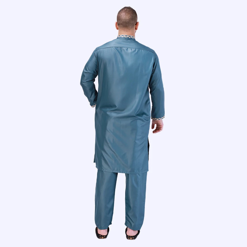 Abbigliamento islamico tradizionale Eid Jubba Thobe arabo Abaya caftano set musulmani abiti uomo moda nazionale stile retrò vestito Ramadan