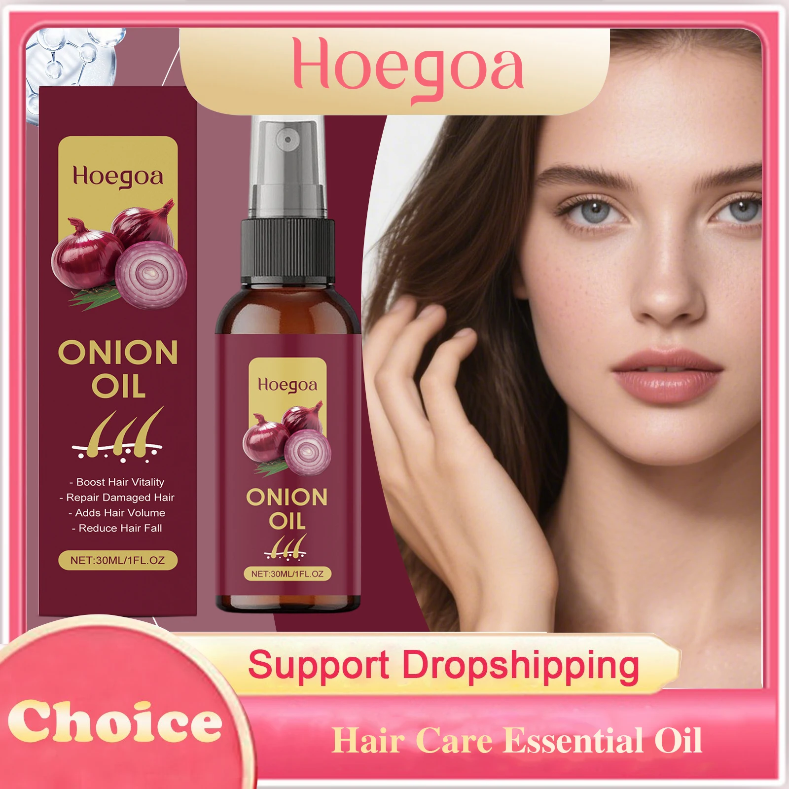 Red Onion Hair Growth Essential Oil Anti Hair Loss Strengthen Hair Roots Moisturizing Repair Smooth Anti Drying Nourishing Spray