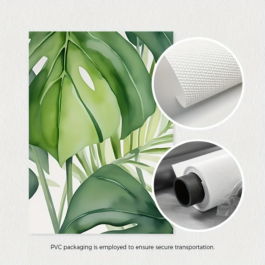 مجموعة مكونة من 3 قطع، بدون إطار، طباعة أوراق ألوان مائية استوائية، لوحة جدارية نباتية، موز، مونستيرا، ملصق أوراق النخيل، ديكور غرفة المعيشة، #4