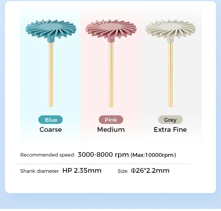 AZDENT Dental Komposit Diamant-Polierscheibe Polierer-Scheibe Universal 26mm Zahnmedizinisches Polierwerkzeug HP 2,35mm Grob 3-Stufen – Detail 2