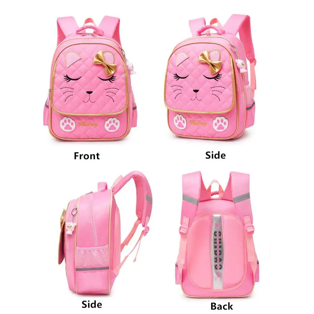 Imagem -03 - Mochila Rolante com Impressão Facial de Gato para Meninas Mochilas Escolares Trolley Mala de Viagem com Rodas Bagagem Infantil