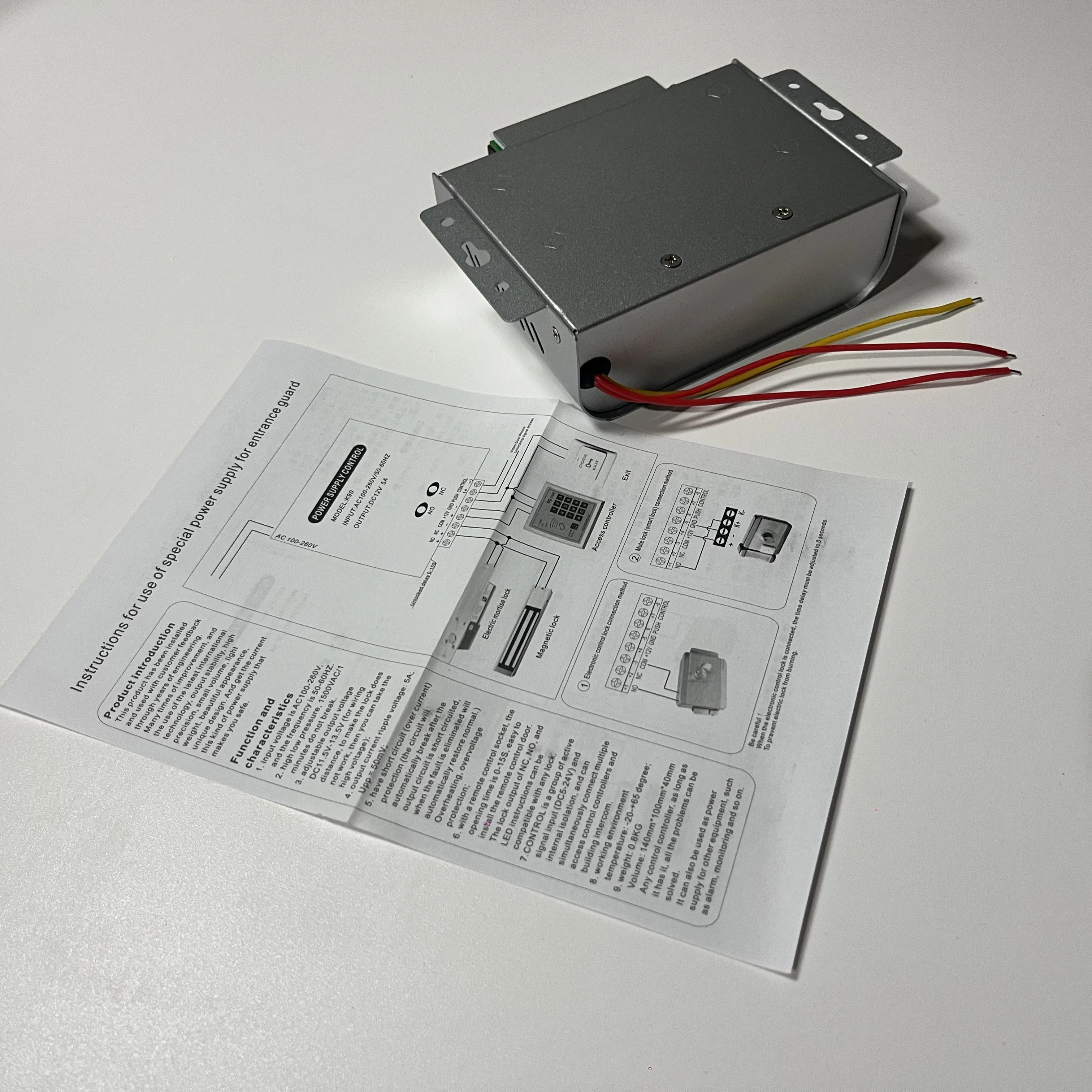 Power Supply Control, AC 110-240V to DC 12V 5A Power Supply for Door Access Control System, Video Doorbell, Electric Strike Lock