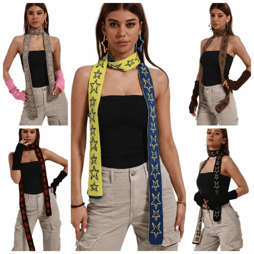 

Fashion Elegant Five-pointed Star Scarf Windproof Soft Knitting Scarf Versatile Casual Wrap Neck Warmer Streetwear