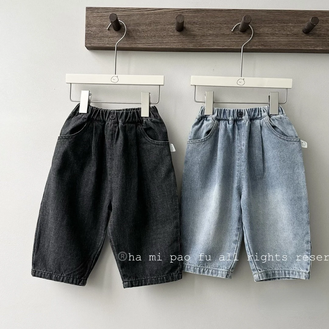 

Baby Pants Spring and Autumn Casual Wide Leg Pants for Boys and Girls Baby Korean Straight Leg Jeans Fashion Simple Versatile