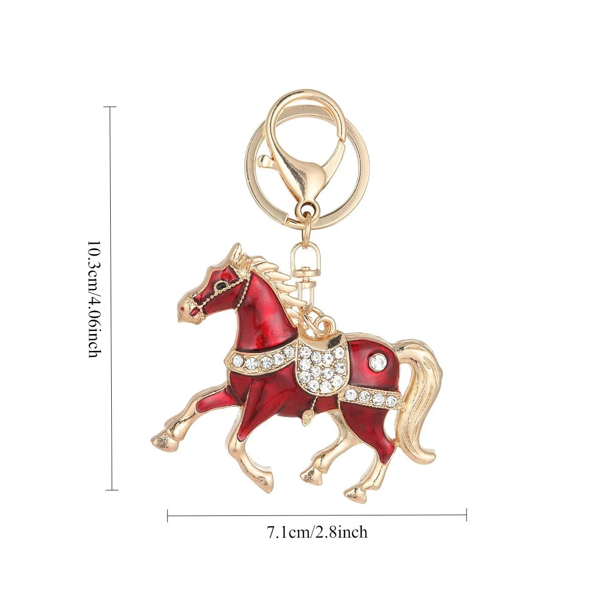 HOLIN New Double-Layer Alloy Red Horse Car Keychain Bag Pendant for Handbags Purses and Keys