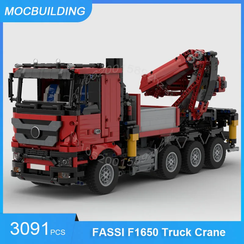 MOC Building Blocks FASSI F1650 Truck Crane Trailer Model DIY Assemble Bricks Transportation Creative Xmas Toys Gifts 3091PCS