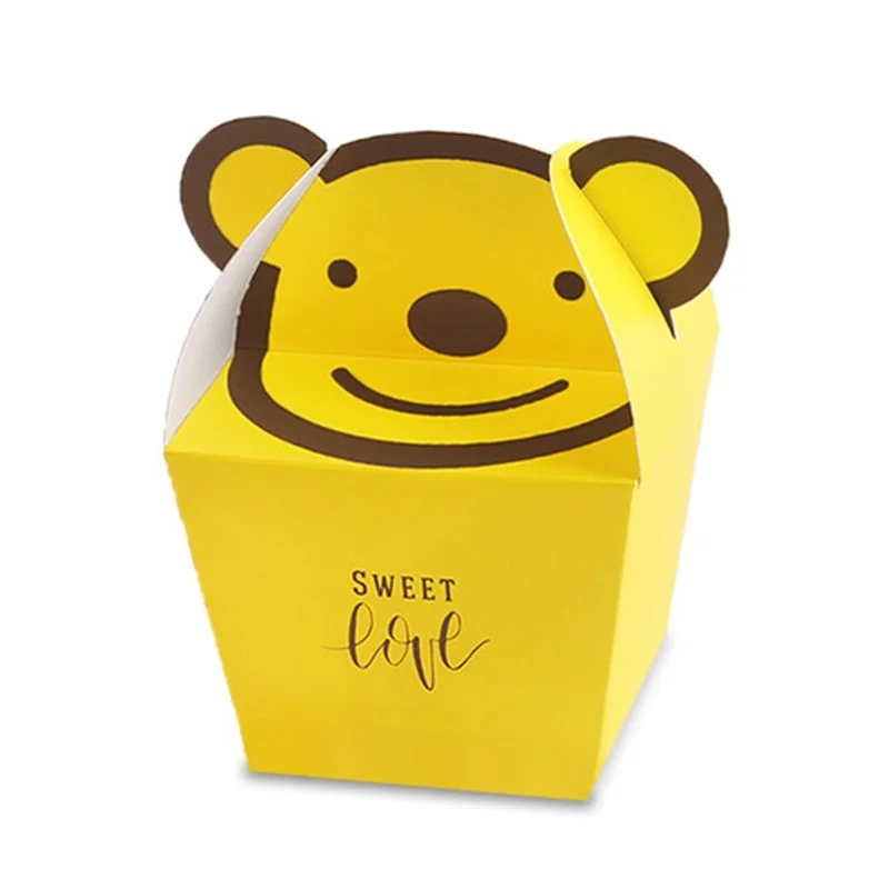 Small Cute Cartoon Bear  Packaging Boxes Sweet Love Biscuit Candy Chocolate Gift Packaging Bags Baby Shower Portable Paper Bags