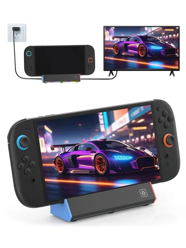 Switch 2 estación de acoplamiento con salida HDMI 4K, luces respiratorias RGB, 2 puertos USB y tipo C: portátil, elegante y funcionando para