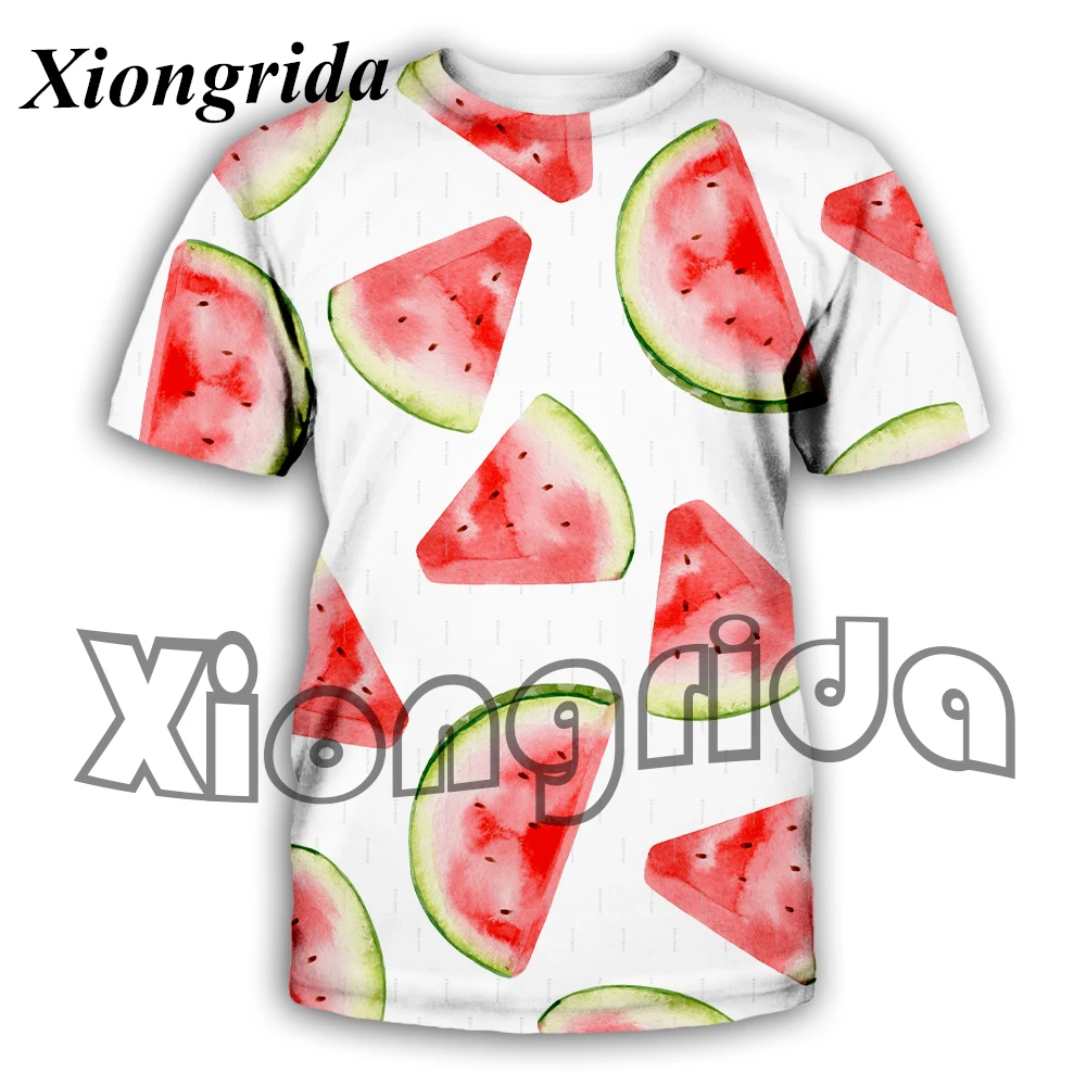 Men's Watermelon Tshirts Novelty Fruit Print Tees Crew Neck Short Sleeve Male Fashion T-shirt Breathable Summer Tops