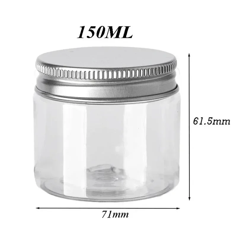 20Pcs Plastic Empty Jar with  Aluminum Lid 150ml PET Food Packaging Bottles Oil Wax Storage Jars Cosmetics Face Cream Containers