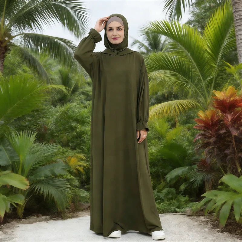 

Исламское платье для женщин: Джеллаба, Абайя, Кафтан, Хиджаб, Джерси-худи, однотонное, с капюшоном, для молитв на Рамадан и Ид