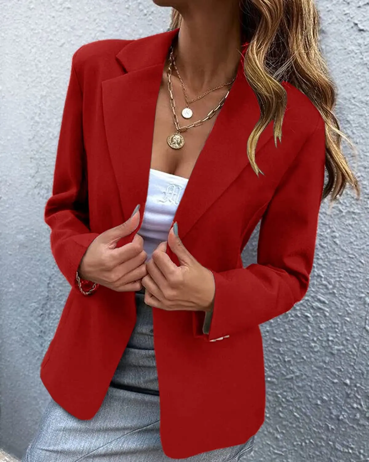 Womens Button Tops Jacket Classic Office Lady Blazer Basic Coat Outfits Spring Long Sleeve Outerwear Elegant Girl Student Suits