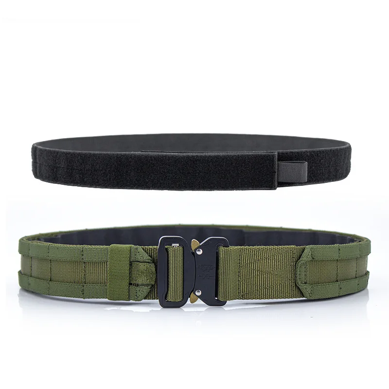 Tactical Outdoor Adjustable  Internal and External Combat Belt Canvas Double Layer Thickened Waistband Belt