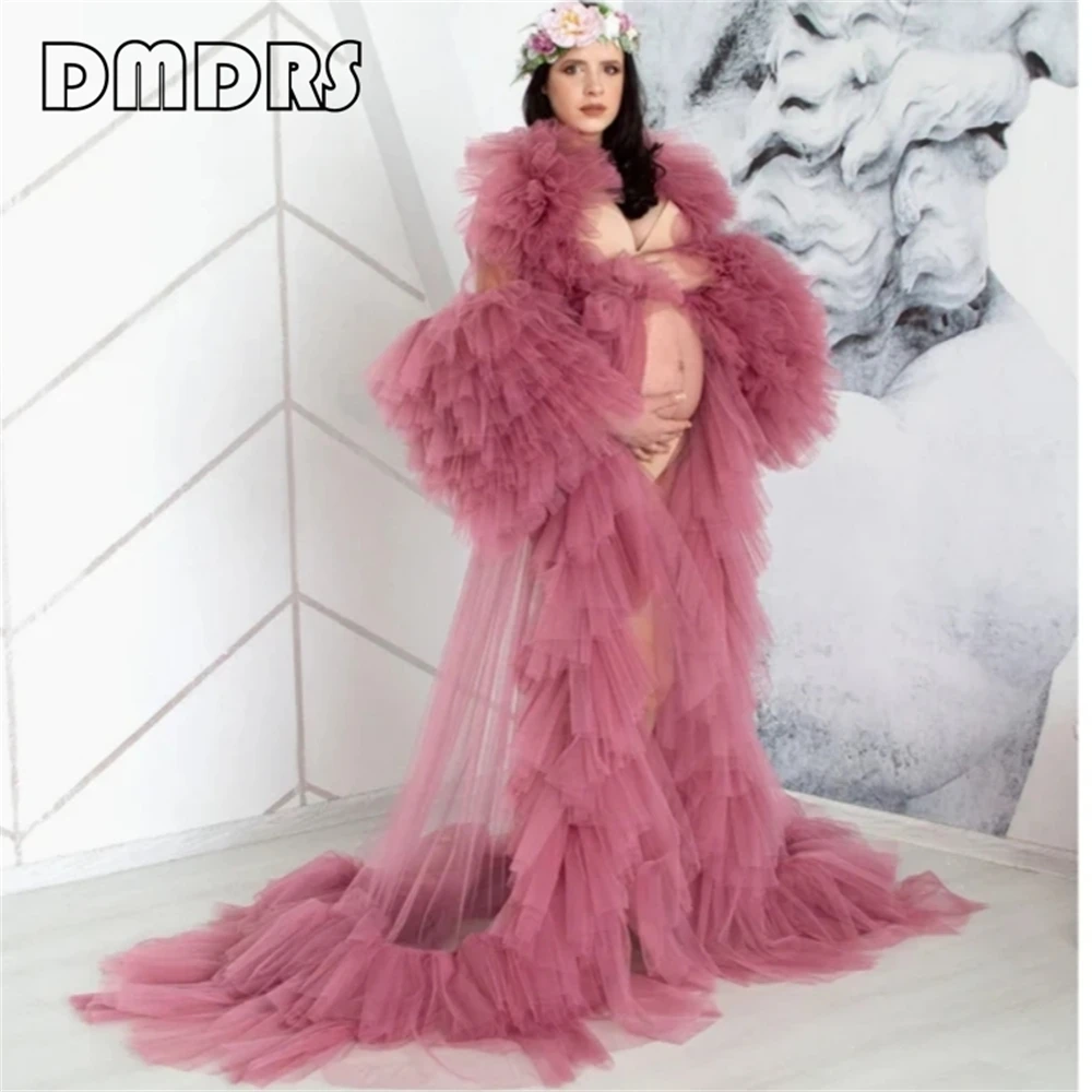 Customized Colors Fluffy Tulle Maternity Dress For Photo Shoot Tiered Fluffy Maxi Women Dress Formal Gown For Mother to Be