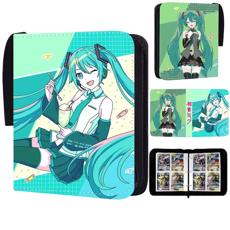 初音ミク-アニメ周辺機器、400枚のゲームカードブック、ジッパー付き名刺ホルダー、トレンディなおもちゃ、子供向けの高級ギフト