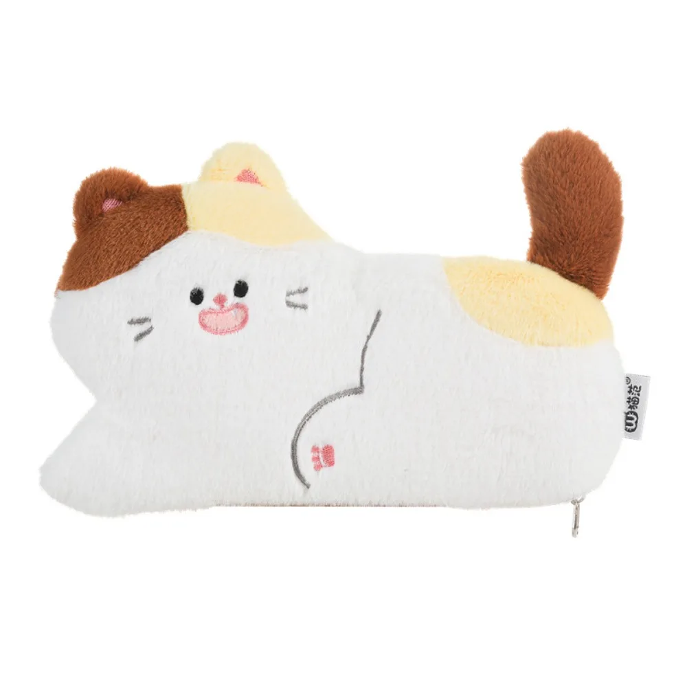 

Kawaii Plush Plush Cat Pencil Bag Fluffy Zipper Cartoon Pencil Case Cosmetics Large Capacity Stationery Storage Pouch Student