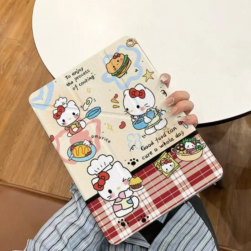 حافظة هالو كيتي كات ثلاثية الطي لهاتف 11th A16 Air7 M3 Pro M2 M4 11in حافظة تابلت 5th 6th Air2 9.7 9th 10.2in Mini6 غطاء حماية #3