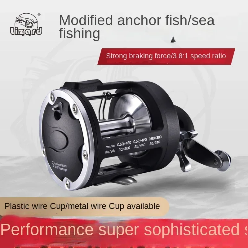 

Lizard Visible Anchor Fish Full Metal Head Fishing Reel Sea Fishing Drum Reel Boat Fishing Reel with Drain Line 스피링릴