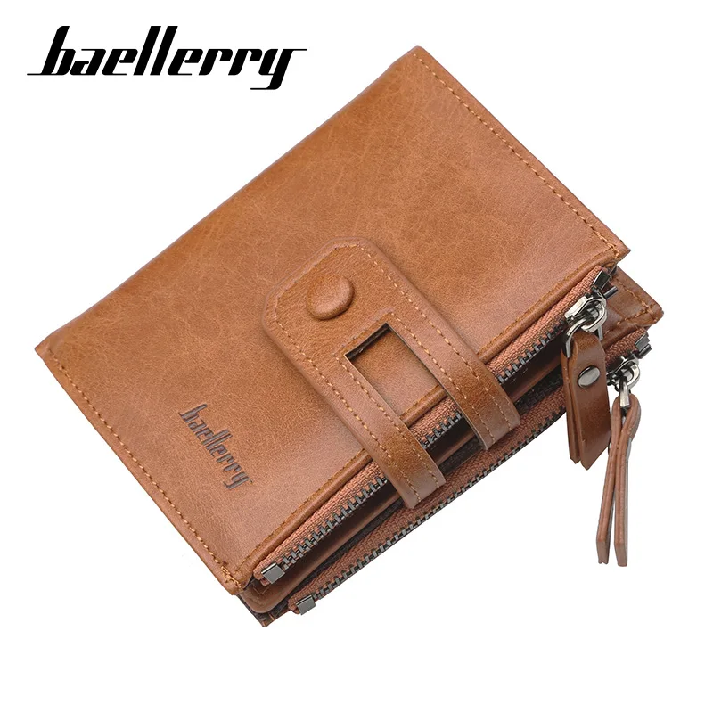 

High Quality Leather Men's Wallet Buckle Zipper Short Desigh Card Holder Coin Purse Male Purse Vintage Coin Holder Men Wallets