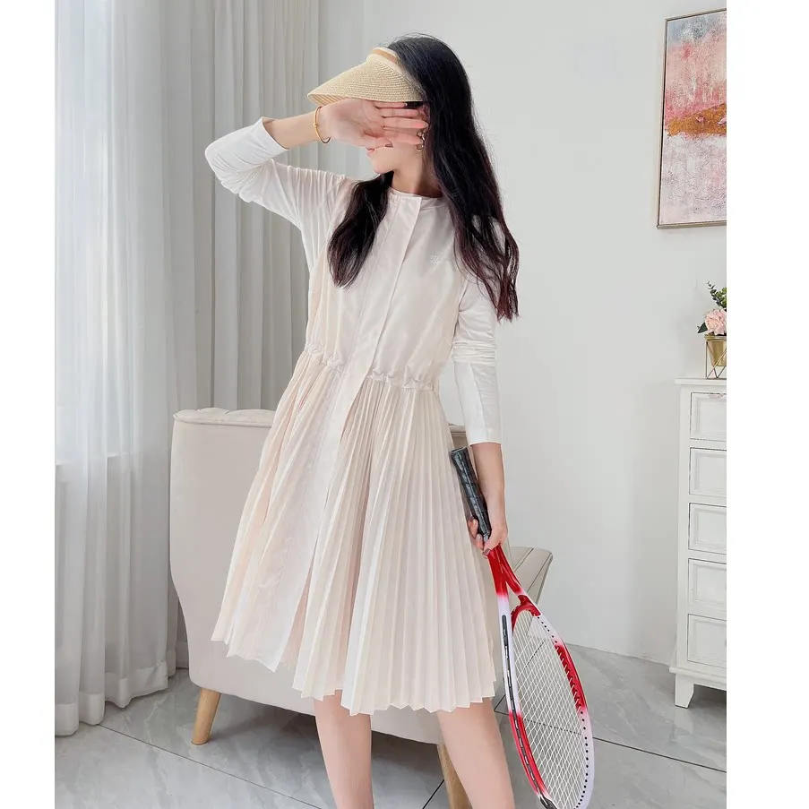 

MICOAT Pure Original Spring Summer Hooded Jaet And Svel Pleated Dr Set for Young Girls Casual Sportswear