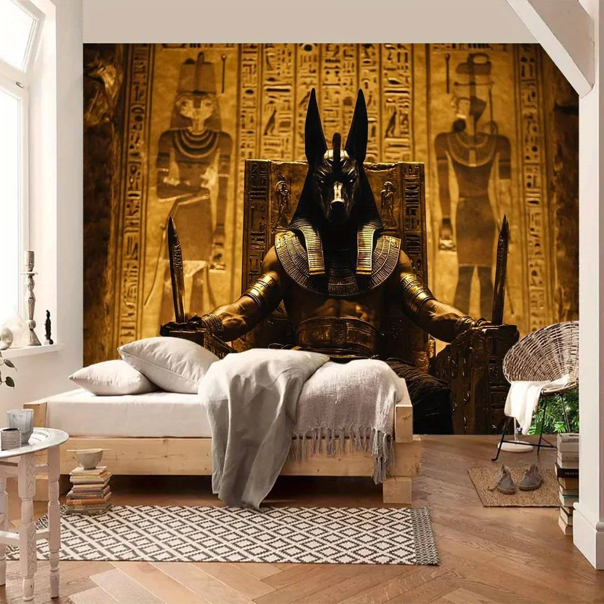 Egyptian God Anubis Tapestry Wall Hanging Ancient Egypt Mythology Art Fabric Poster for Living Room Bedroom Home Decor Aesthetic