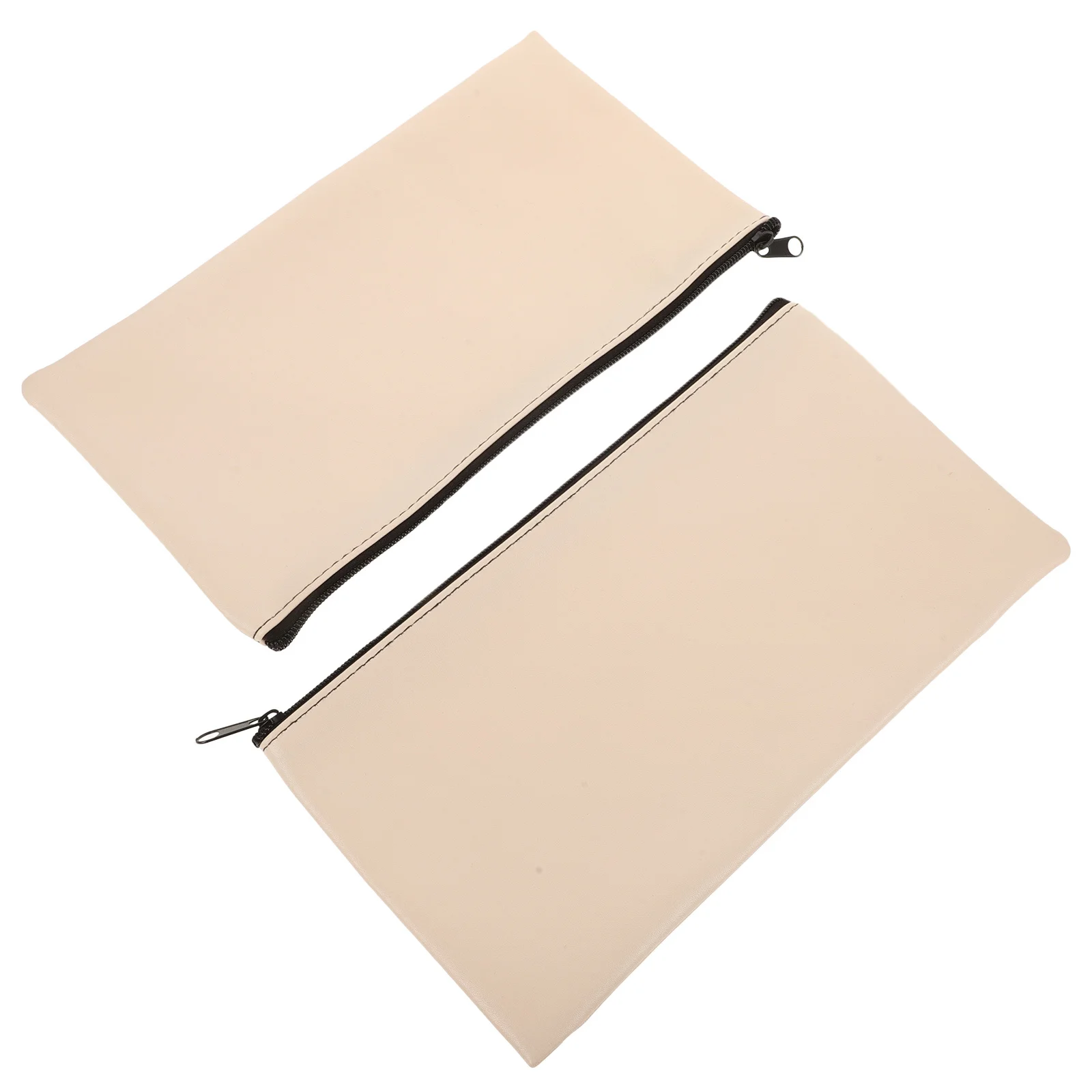 2Pcs Money Bags Zipper Pouches PU Cash Organizer Receipt for Staff Students Travel
