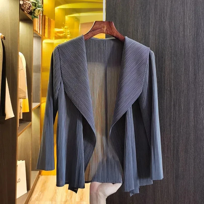 Thin Fold Short Jacket Women 2024 New Spring Summer Fashion Solid Tops Sunscreen Clothing Loose Elegant Cardigan Outwear