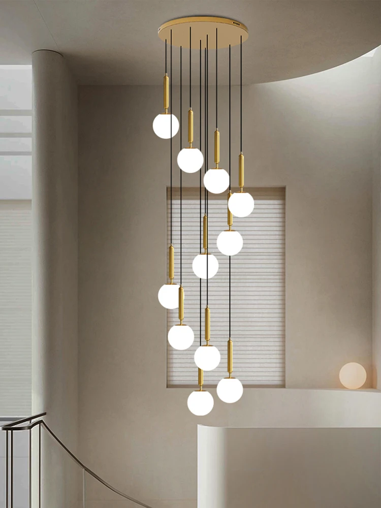 Stairs Chandelier,Ceiling Hanging Lamp Ball,G9 Staircase Lights Ceiling,Villa Lamps,Acrylic Modern Led Chandelier Pendant Light