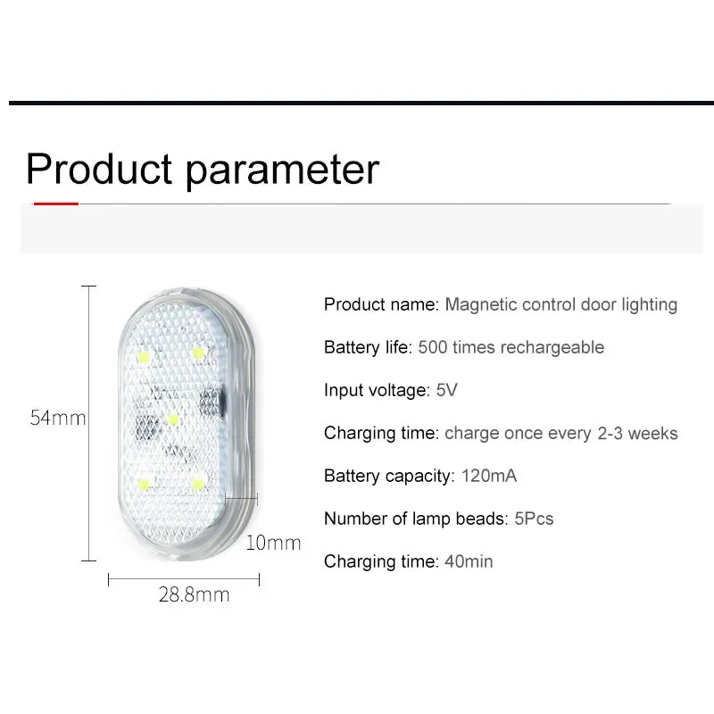 1-4 szt. Led do samochodu oświetlenie drzwi wnętrza samochodu USB bezprzewodowa przełącznik magnetyczny nocna lampa LED do drzwi samochodu