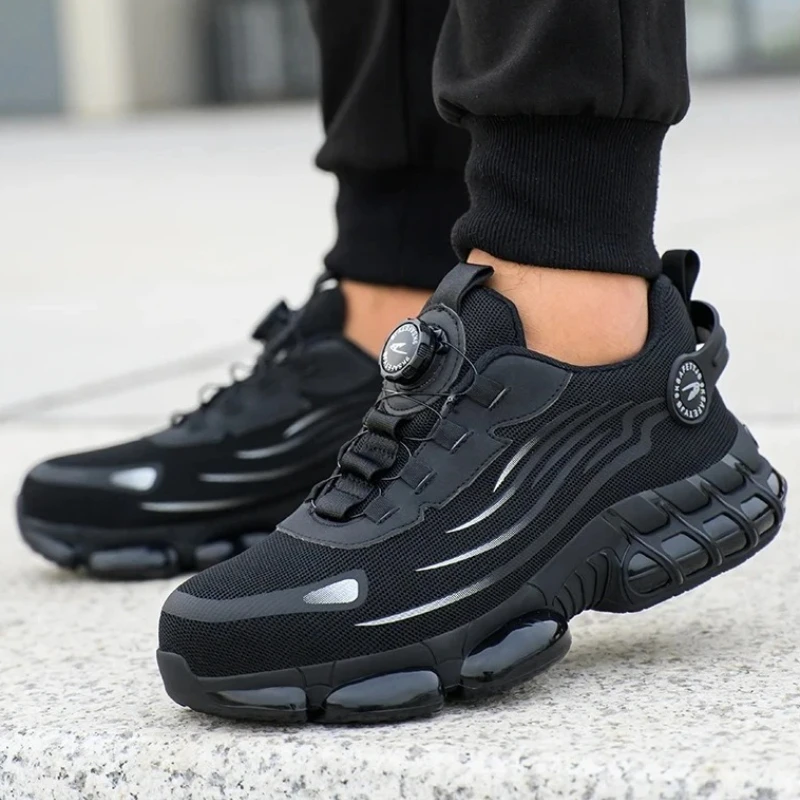 

Construction Site Safety Shoes with rotary button steel toe safety boots safety work shoes breathable comfortable work sneakers
