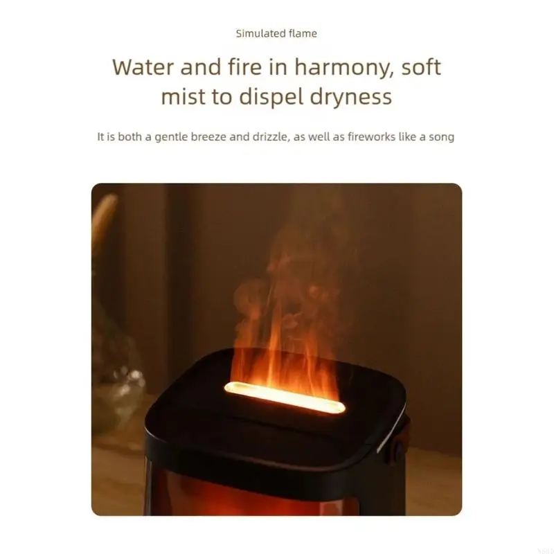 Portable Humidifier for Bedroom Humidifier Realistic Flame Easy Clean Humidifier N58D