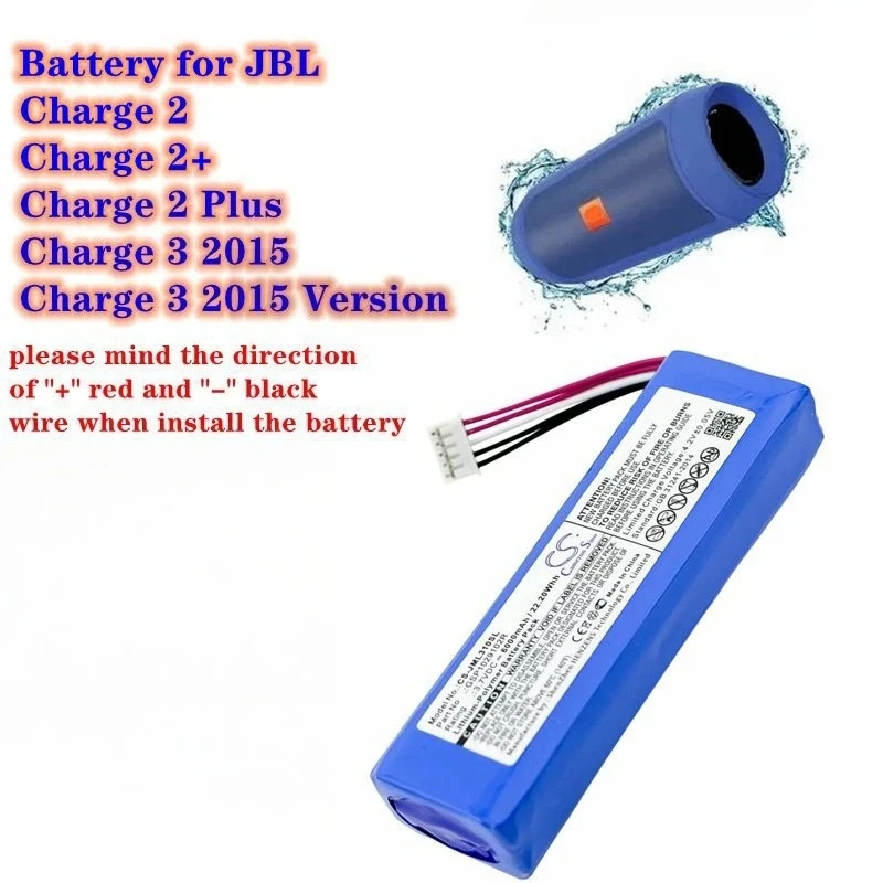Speaker Battery 6000mAh GSP1029102R P763098 for JBL Charge 2+,Charge 2 Plus,Charge 3 2015,Charge 3 (2015 Version 2) ,Charge 2