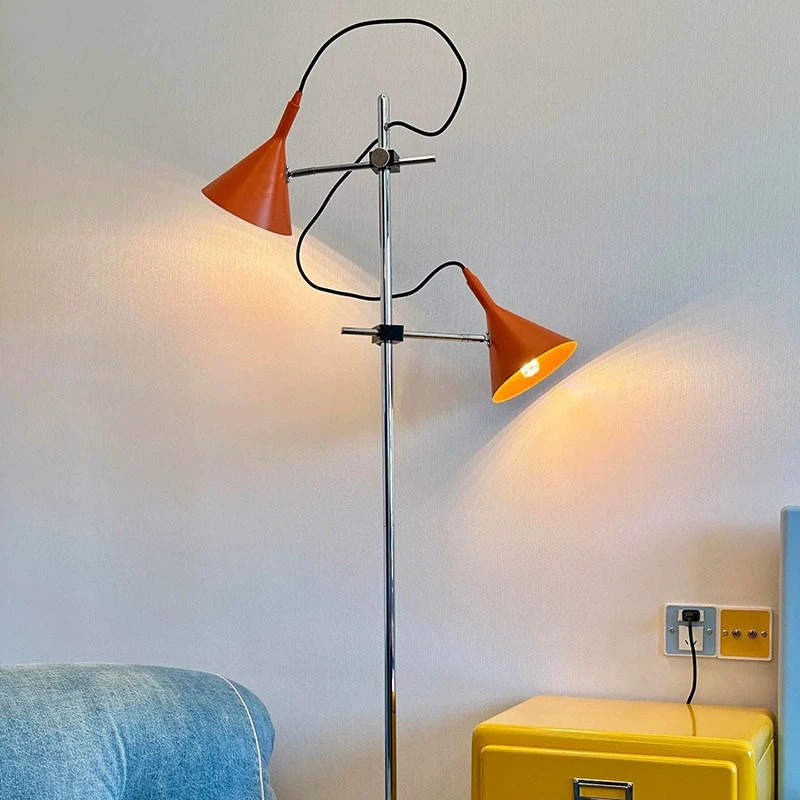 New Iron Double Headed Cream Floor Lamp Beside The Sofa in The Living Room Bedroom Bedhead Study Room Advanced Decoration Light
