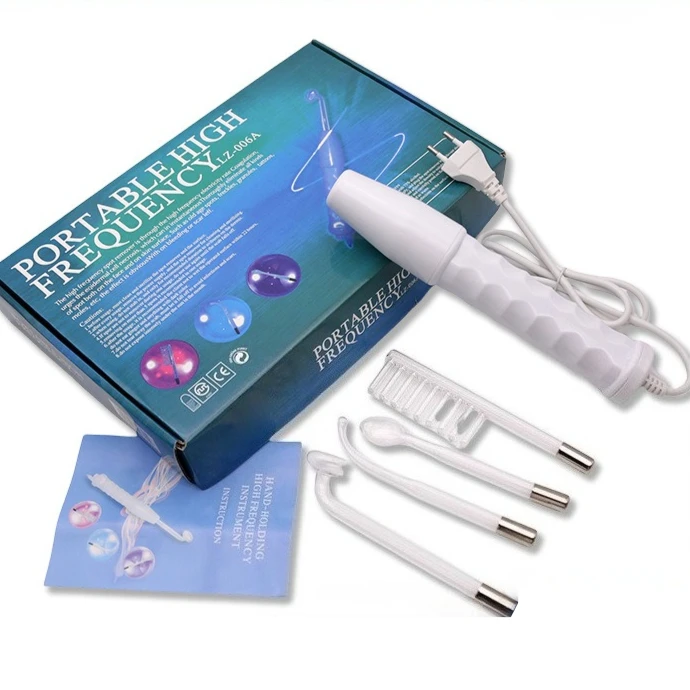 Máquina de electrodo 4 en 1 con tubo de vidrio, varita de alta frecuencia para el cuidado facial, eliminación de manchas y acné, spa facial, electroterapia y masaje facial.