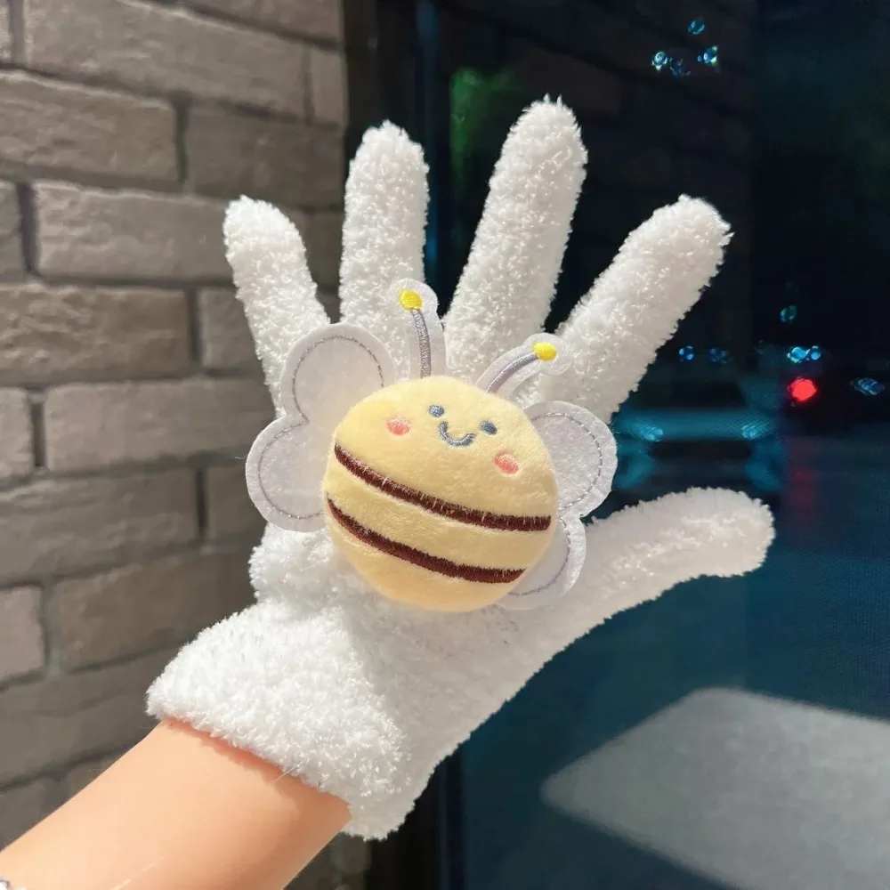 Guanti lavorati a maglia in peluche di velluto corallo moda Guanti caldi antivento ape Guanti spessi resistenti al freddo autunno inverno Donna Ragazza