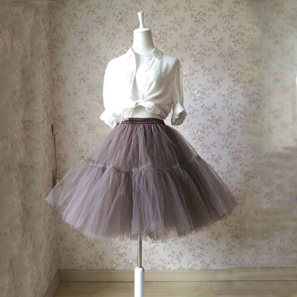 

6 Layer Puffy Tutu Skirt Knee Length Multi-layer Tulle Petticoat Underskirt Wedding Bridesmaid Party Skirt Princess Ball Gown