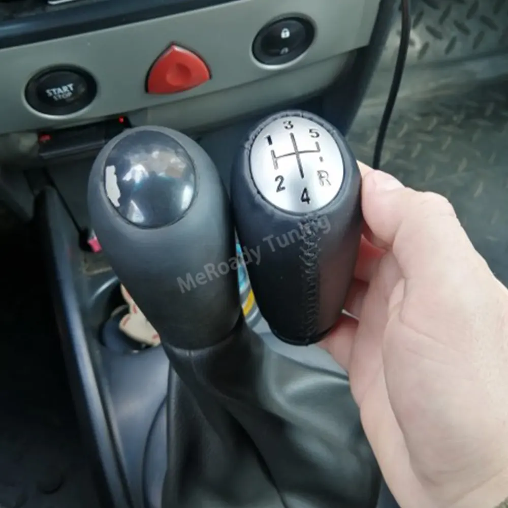 Leather 5 Speed Gear Shift Knob Head Handle Lever for Renault Megane Kangoo Clio 3 Scenic 2 2003 2004 2005 2006 Car Accessories