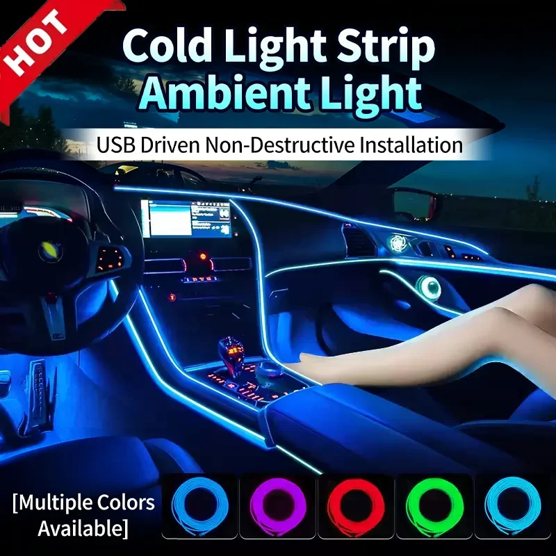 Automotive ambient light, interior decoration LED light strip, USB modification, car mounted cold light line decoration light