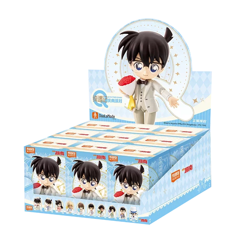 Echte Blokees Q-versie Detective Conan Blind Box Figuur, verzamelbaar anime-personage model, bureaubladdecoratie voor volwassen fans