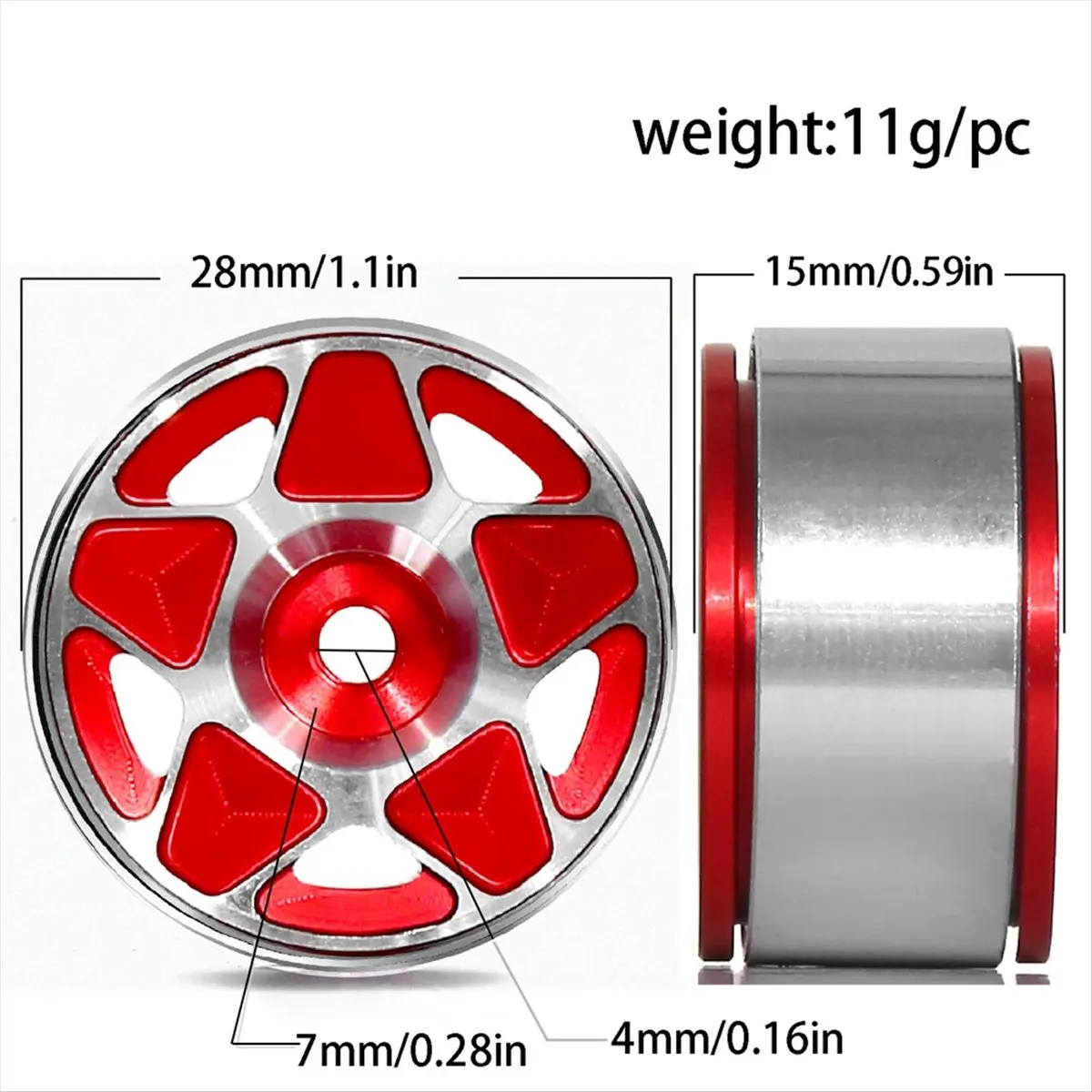 

Комплект из 4 металлических дисков-бидлоков 1.0 дюйма для радиоуправляемых краулеров 1/18 1/24, запчасти для тюнинга TRX4M, коричневые