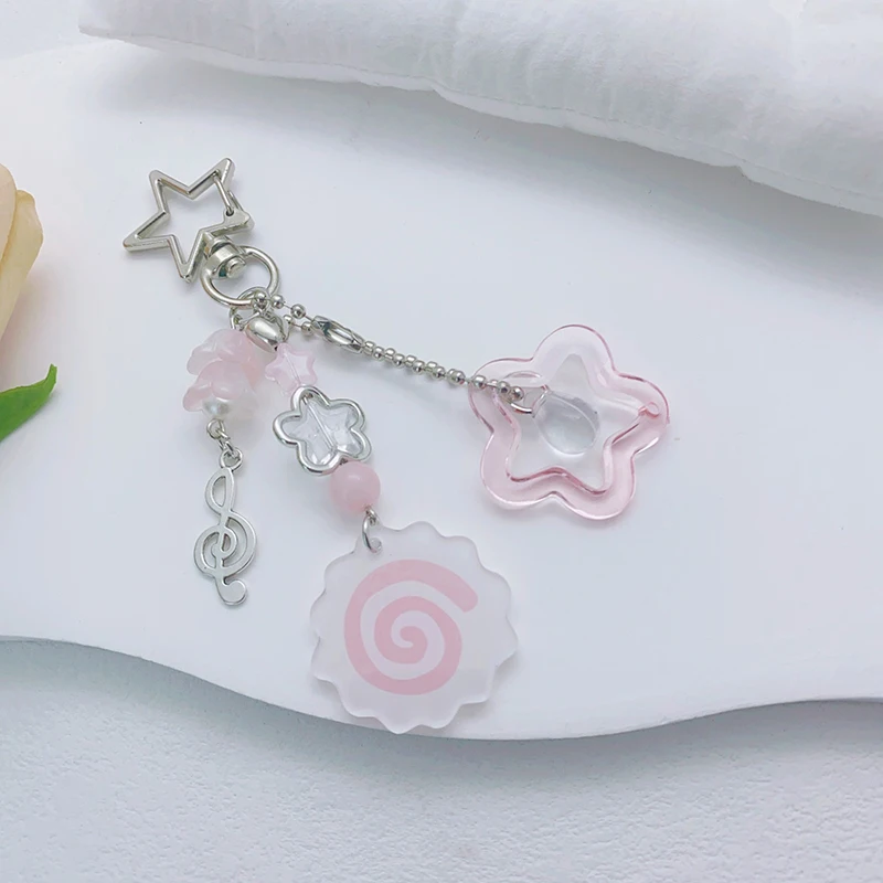 Cute Pink Squid Roll Keyring Y2K Creative Fish Cake Keychain Lovely Ornament Key Holder Backpack Pendant for Girls Gifts