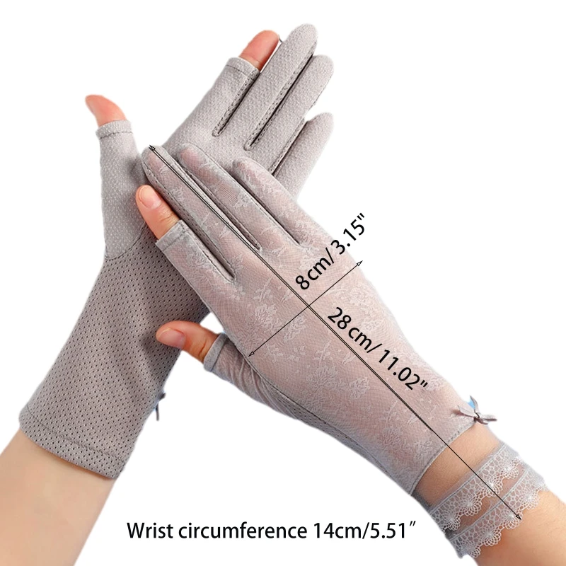 Sunscreen Gloves Female Summer Half Finger Driving Riding Mitten Breathable Two-fingerless Elastic Gloves