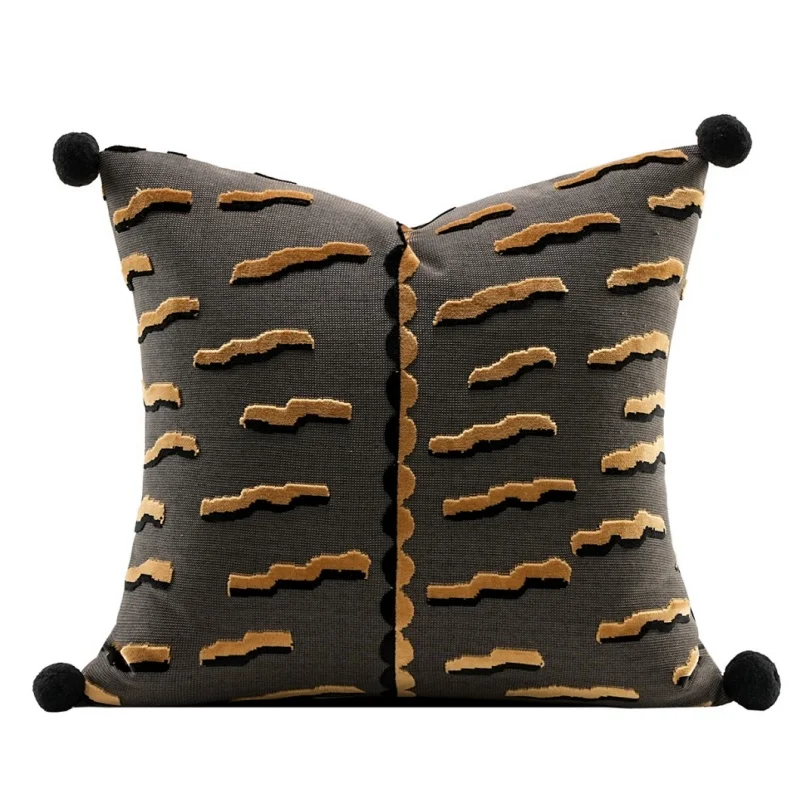 Brown Gray Pillows Geometric Tufted Cushion Case High Qulity Luxury Decorative Pillow Cover For Sofa Chair Home Decorations